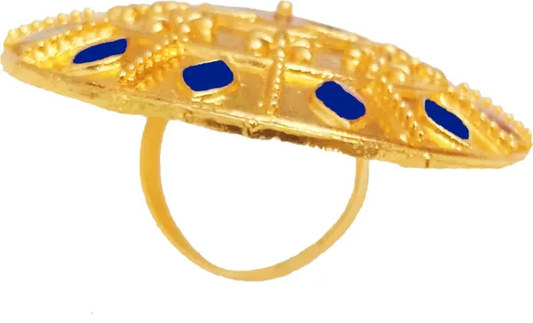 Assamese_Traditional_Copper_Gold_Plated_Blue_Colour_Finger-Ring_For_Girls_&_Women